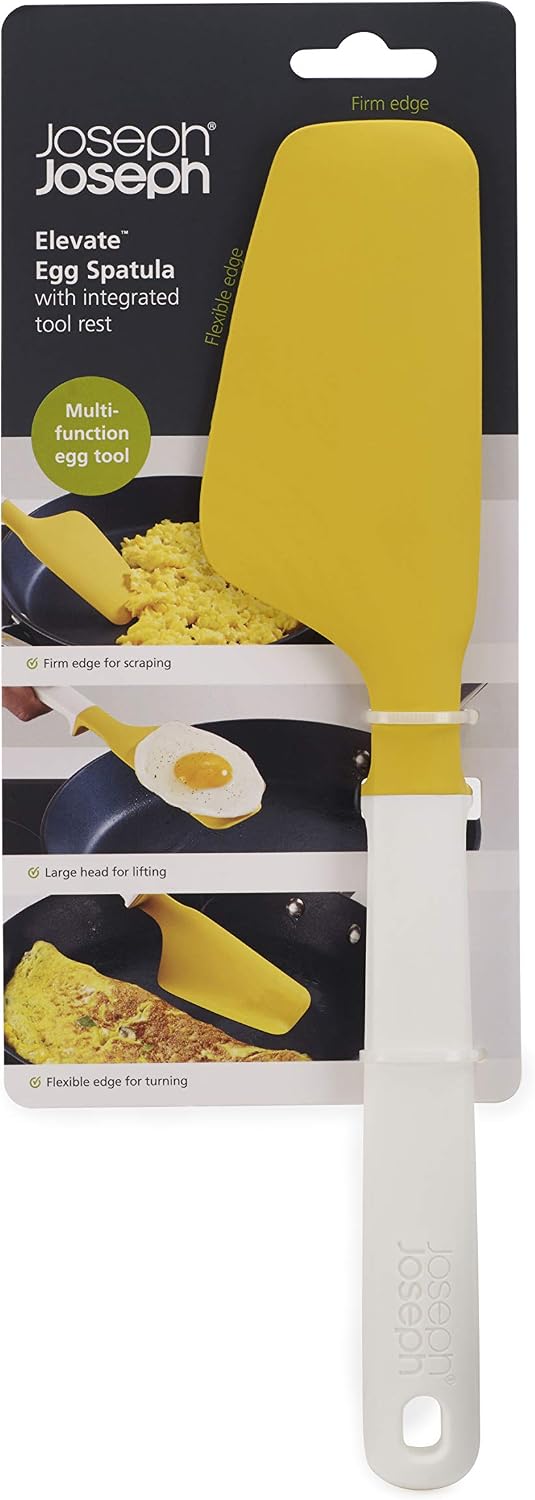 Joseph Joseph Elevate Egg Spatula with Integrated Tool Rest, One-size, White/Yellow
