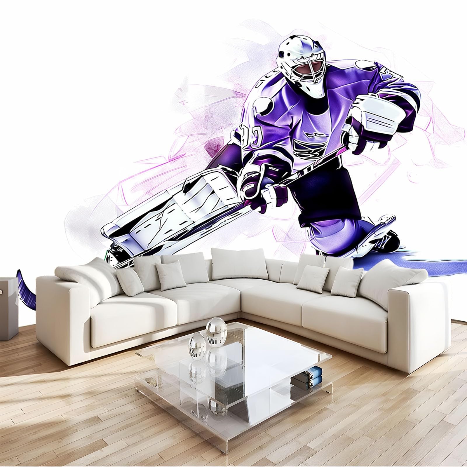 Papier peint hockey sur glace 3D intissé 400x280 cm pour chambre d'enfant