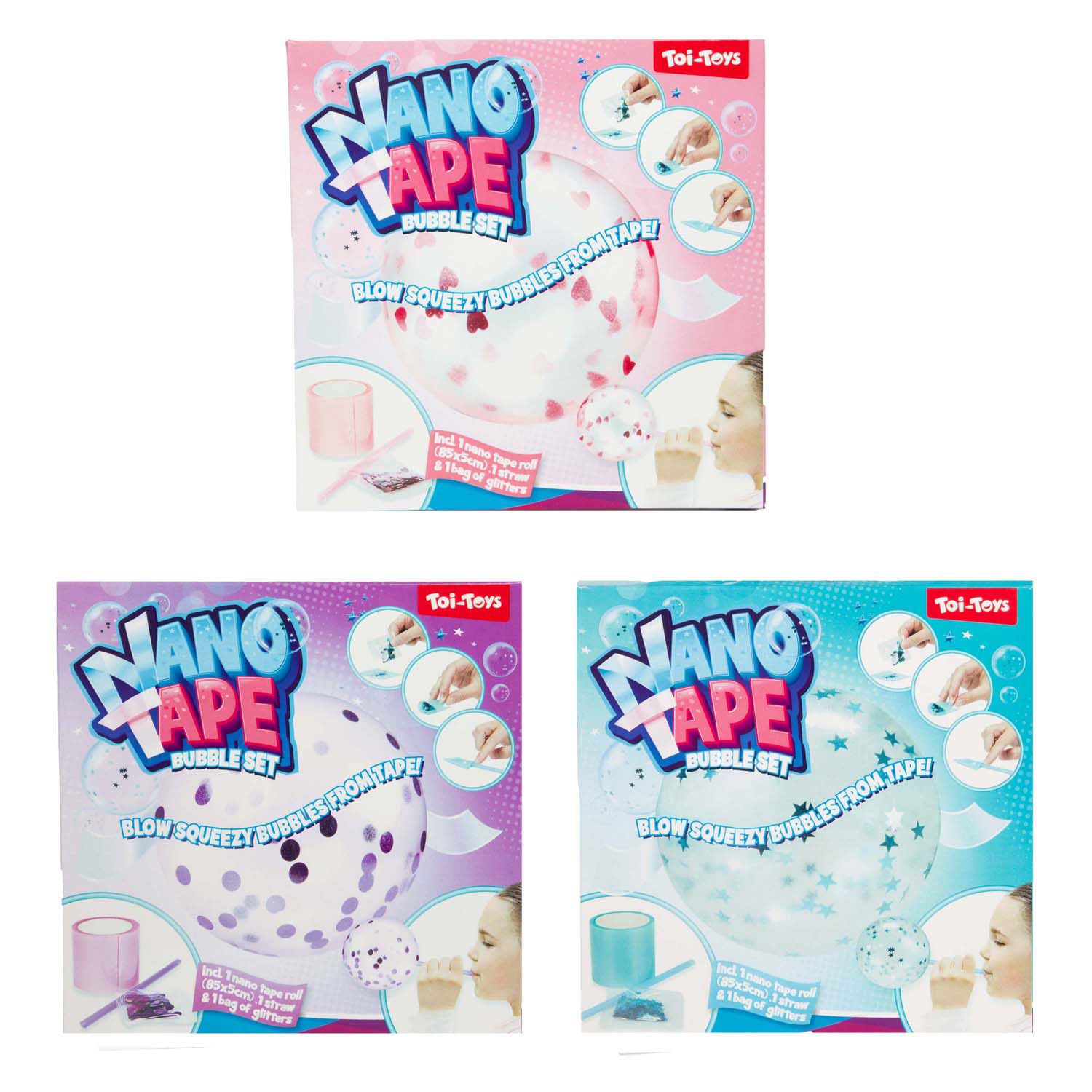 Toi-Toys Nano Tape Spielzeug mit Glitzer Bunte Farben kreatives Basteln