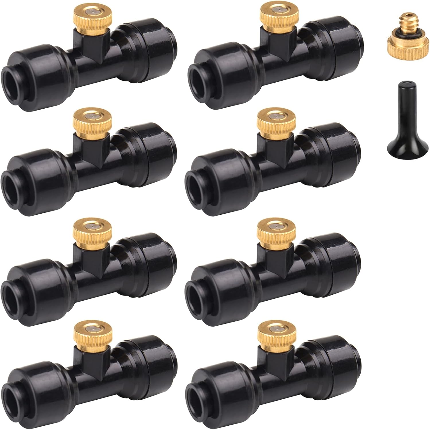 Adjustable Sprinkler Base Connector Kit - Leak-Proof Brass Nozzles, 8/15/30 Packs with Bonus Heads+Stoppers for Custom Drip Irrigation Systems (30Pack (72Pcs))