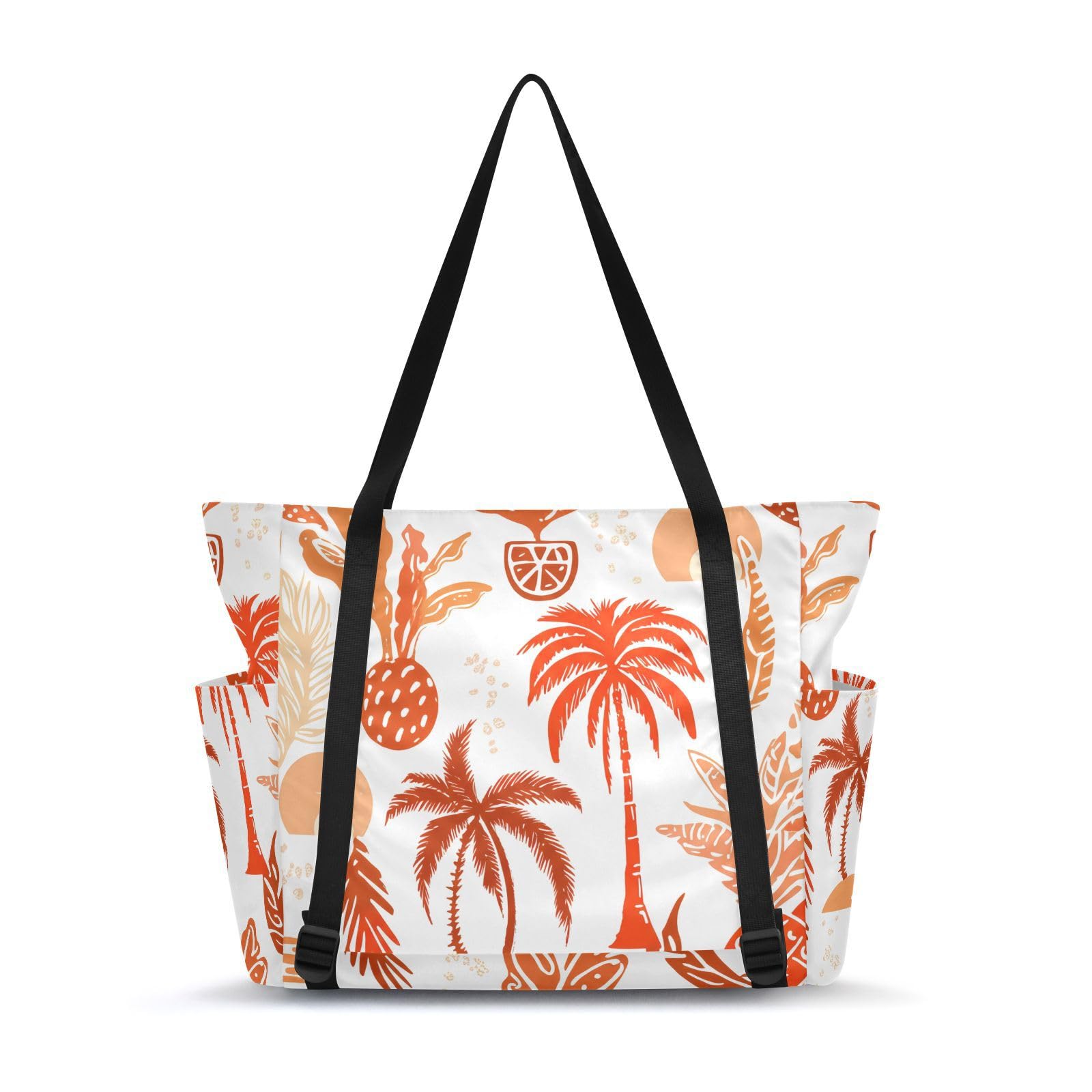 Lxqimora Tropical Plants Sunset Orange Yoga Mat Bag for Women Water-Resistant Gym Bag with Yoga Mat Holder Tote Bag for Gym Pilates Travel Yoga