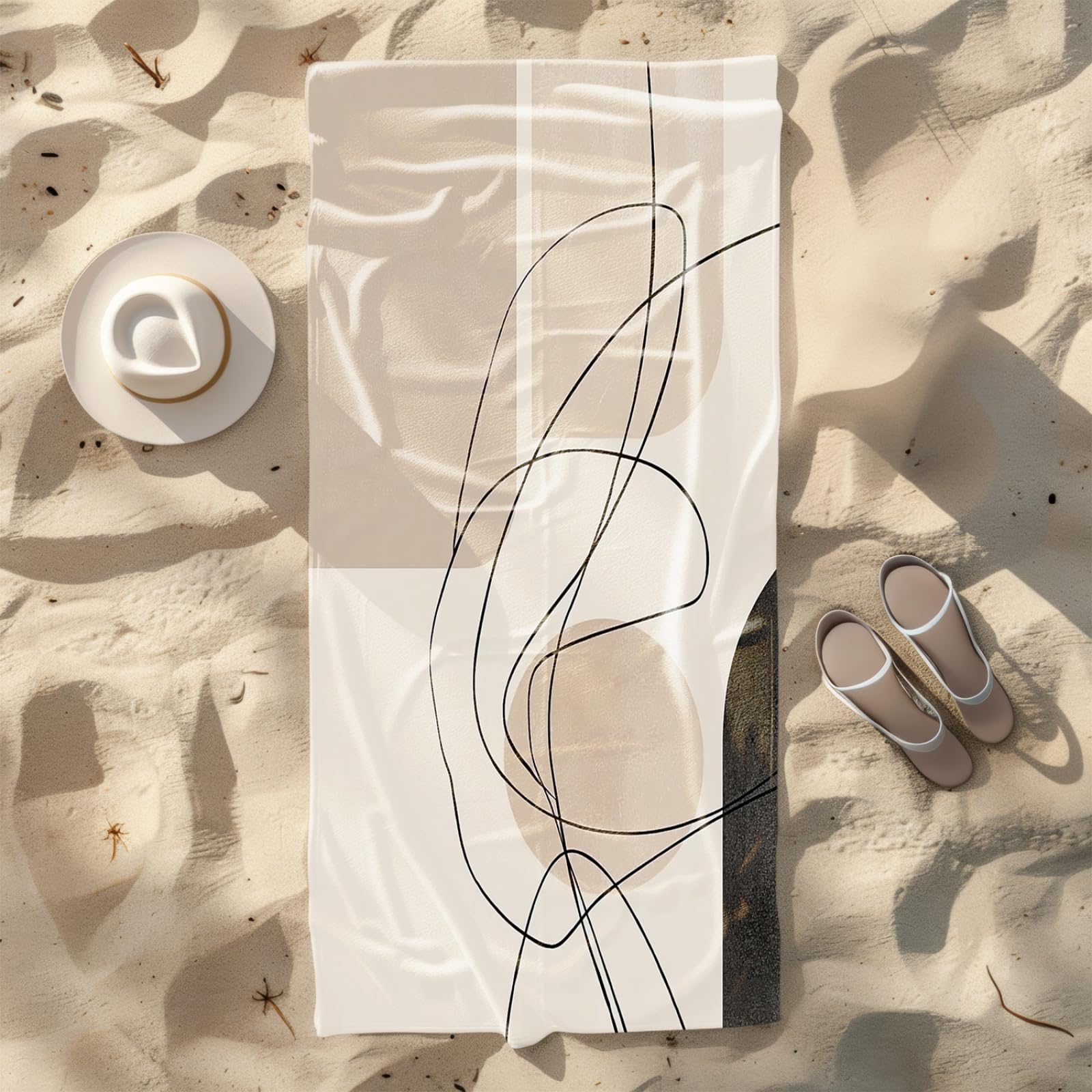 Générique Serviette de Plage 90X180 Modèle Beige