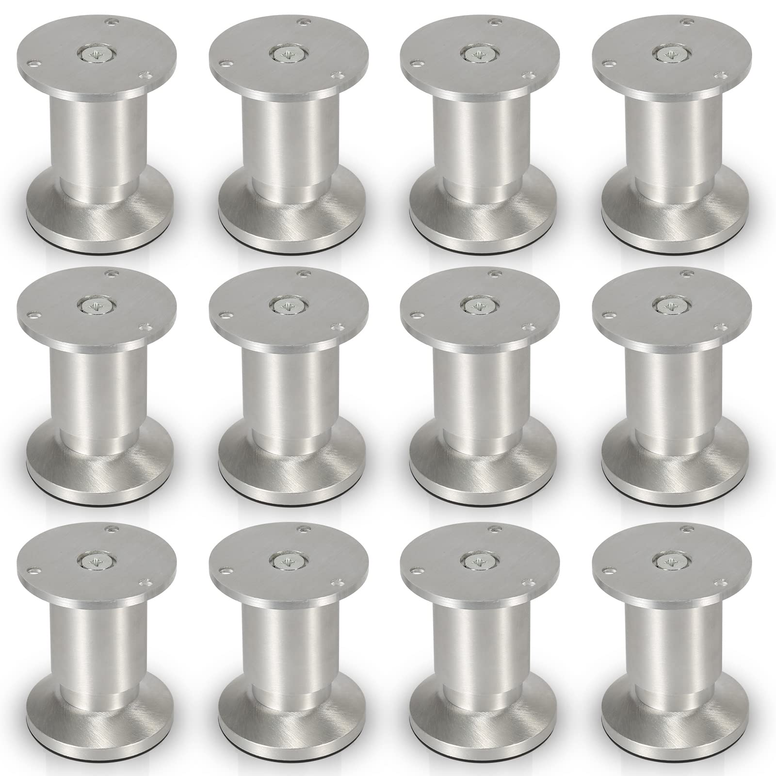 Juego de 12 Patas Regulables para Muebles, Cama, Sofá de 100 mm de altura, Patas de Aluminio para Muebles soportan hasta 250 kg, Patas Redondas