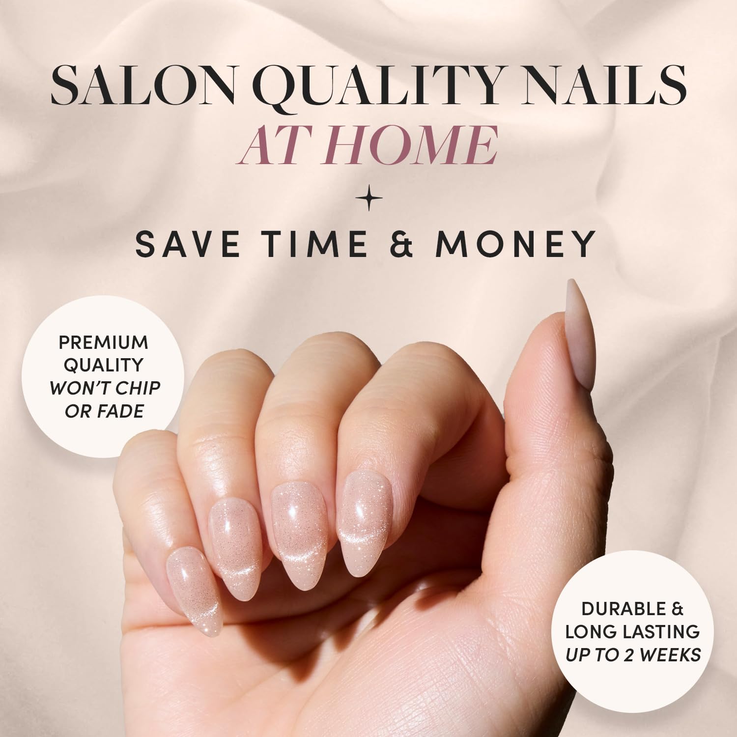 Glamnetic x GLAMZILLA Press-On Nails Bundle - NOT YOUR CINDER-ELLA & FIERY RED | Short Almond Nude Fake Nails with Velvet French Tip Effect | Bright Red Short Almond False Nails | Durable, Salon-Quali