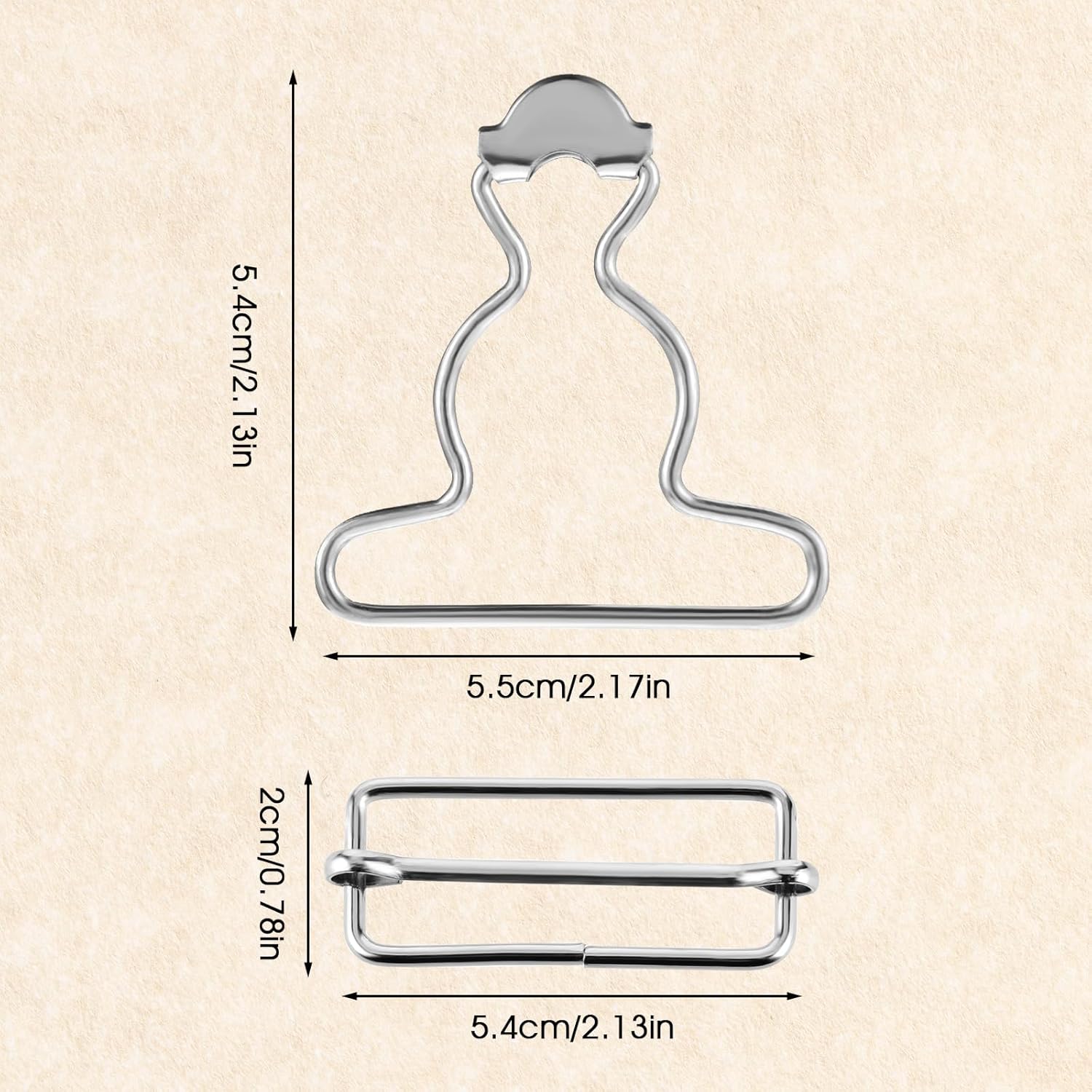 Lusofie 2 Pairs Metal Overall Buckles Suspender Buckle with Rectangle Adjustable Overall Bib Clips Replacement No-Sew Button - Image 2