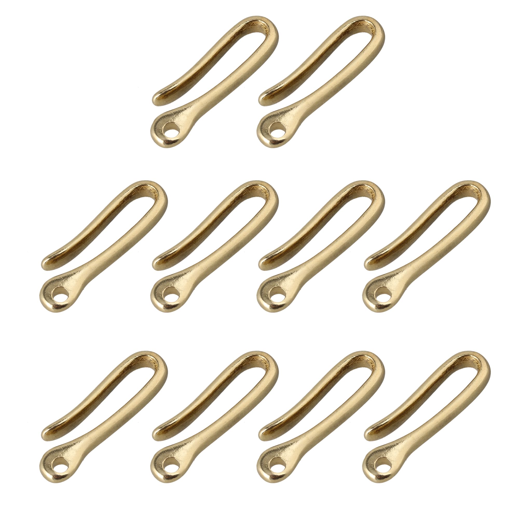 RDEXP 10Pcs L Solid Brass U Hook Key Chain Belt Wallet Clip Holder 60mm