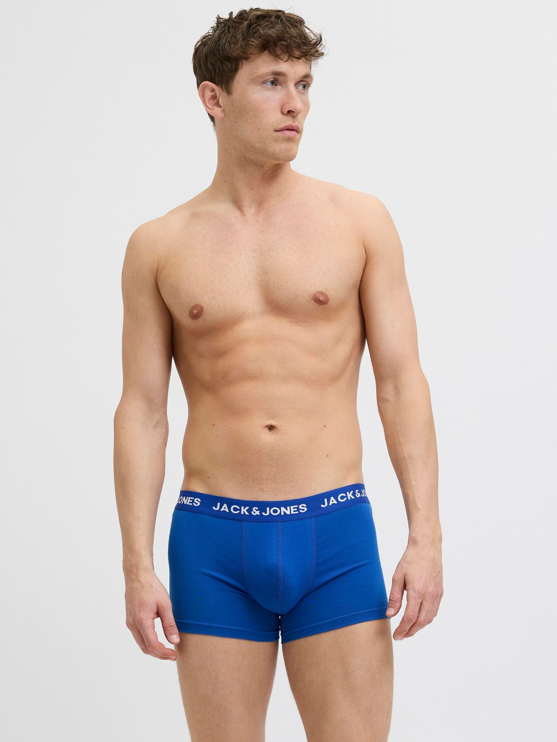 Jack&Jones męskie bokserki JACBASIC Plain Trunks, 5 sztuk, czarne/szczegóły: Black-Navy Blazer-Surf The Web-LGM, M (5 sztuk), czarny, m