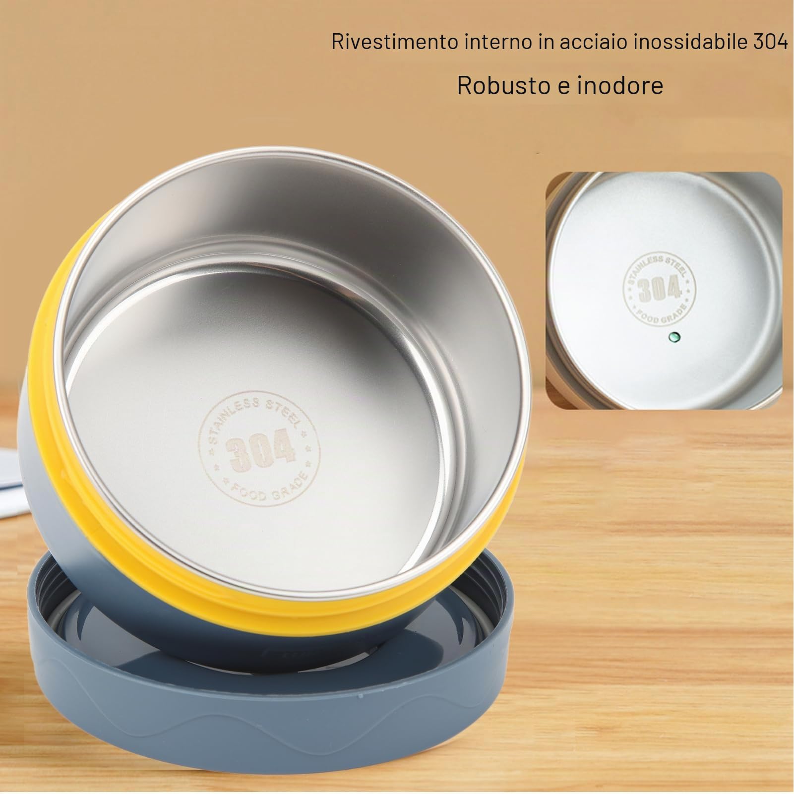 Zerodis Pentola Termica Portatile Contenitore Termico per Pranzo a Forma Rotonda in Acciaio Inossidabile 304 a Doppio Strato da Goditi Pasti Caldi Ovunque (Stile forno a