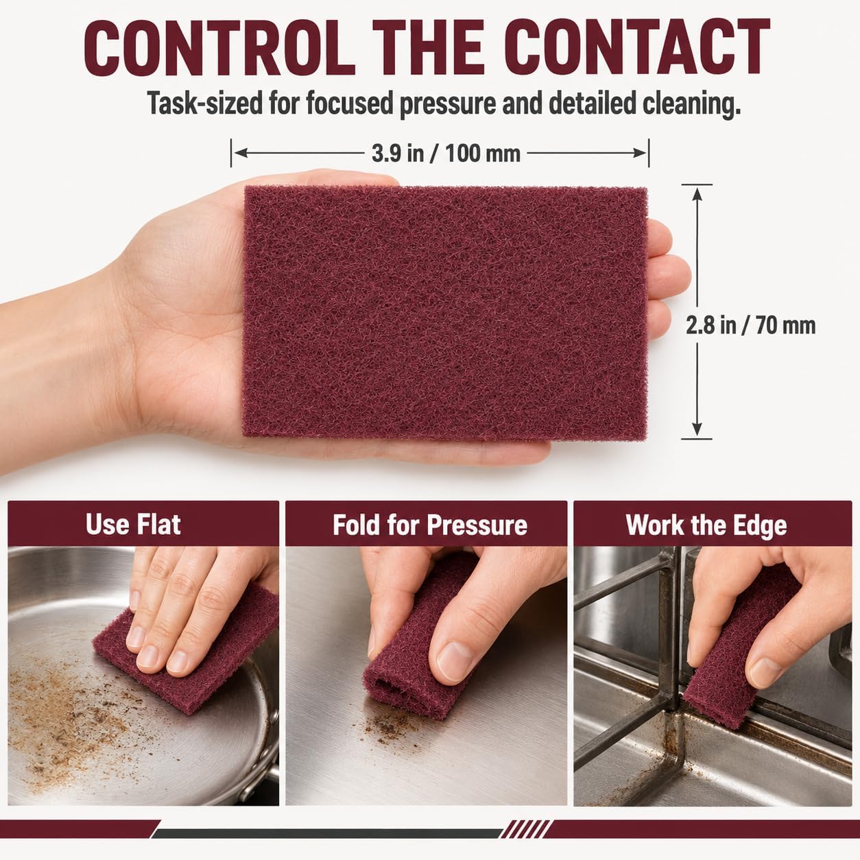 Heavy Duty Scouring Pads, 12 Pack Maroon Scrub Pads for Cleaning image 4