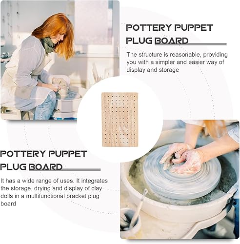 Miniatura 8 de 2 piezas de soporte de pintura, base de pasatiempos, soporte de piezas de madera y arcilla, estante de exhibición de cerámica para esculpir