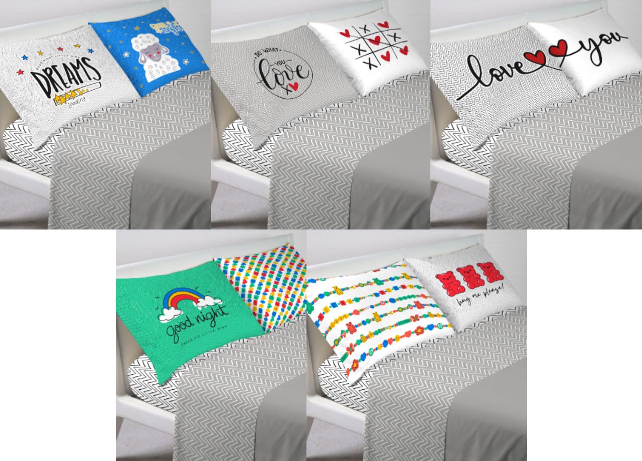 BIANCHERIAWEB Completo Lenzuola Letto in 100% Cotone Made Italy Disegno Happy GI Matrimoniale Love You