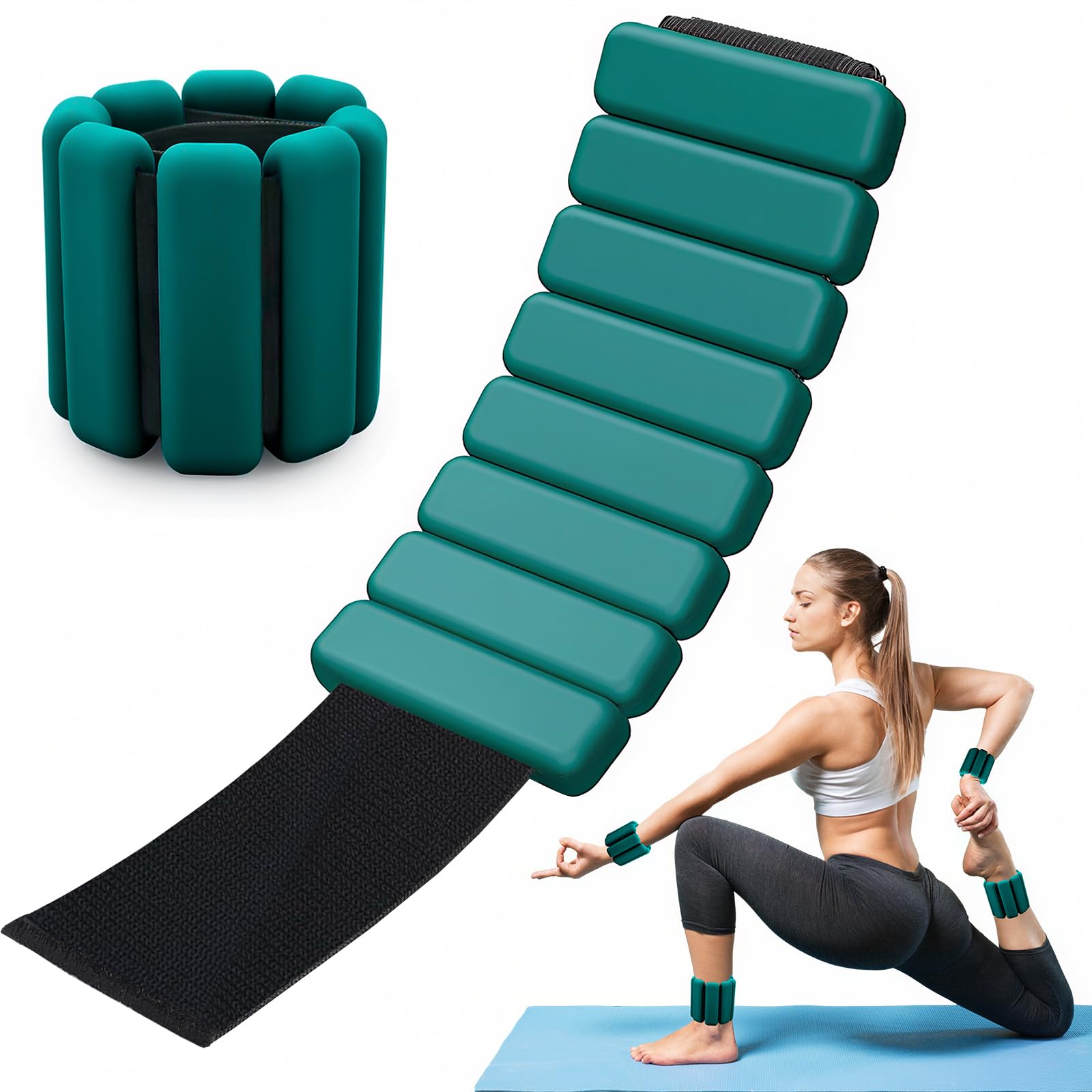 2 Pezzi Polsiere e Cavigliere Regolabili con Pesi 0,45KG & 0,9KG, Set Manubri Rimovibili per Fitness, Per Donne e Uomini Jogging, Yoga, Pilates, Aerobica, Cardio, Allenamento Forza, Danza