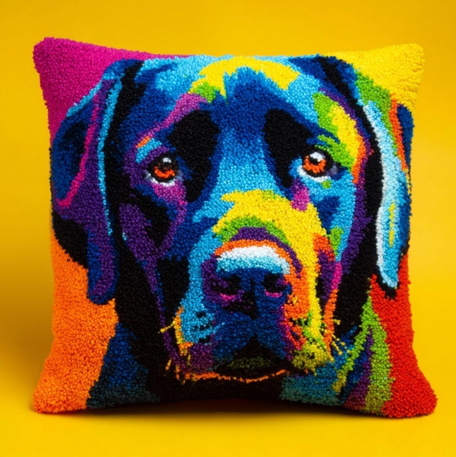 WallustrioaW Latch Hook Pillow Cover Kits,Labrador Retriever