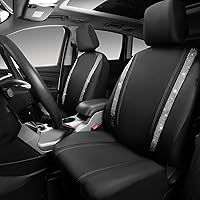 Vista 2 de CAR PASS - Funda de asiento de cuero con diamantes, para 2 asientos delanteros interiores, impermeable, universal, para el 95% de autos, camiones