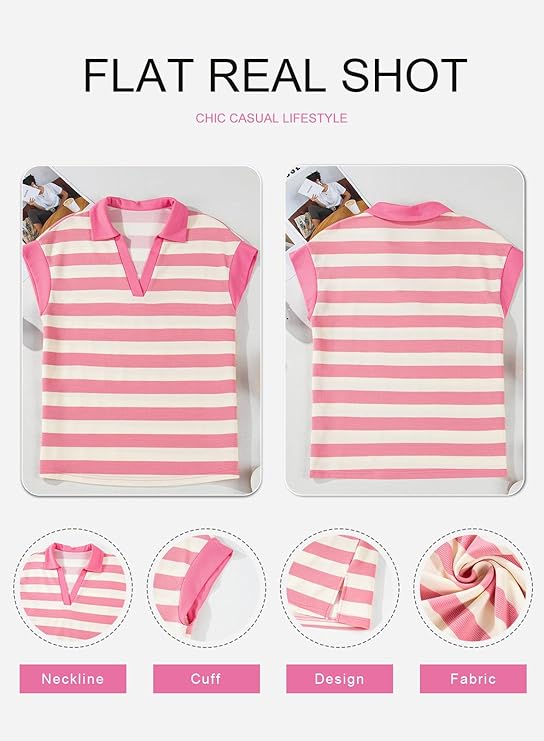 🔥 Trendy Color Block Striped Polo Shirts! 🔥