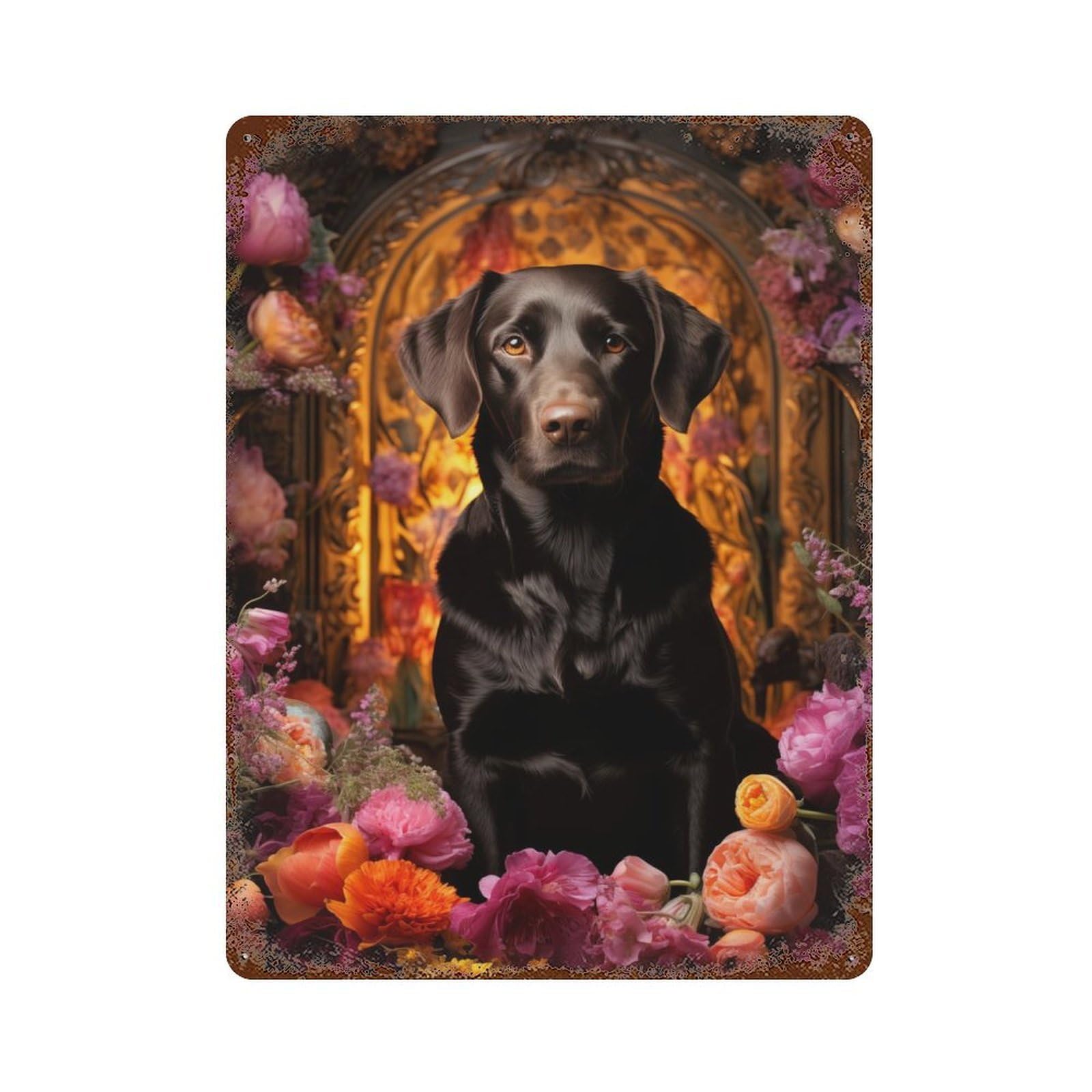 Vintage Metal Tin Sign Chocolate Labrador 15.7"x11.8", Industrial Home Decor for Farmhouse, Kitchen And Entryway Decor