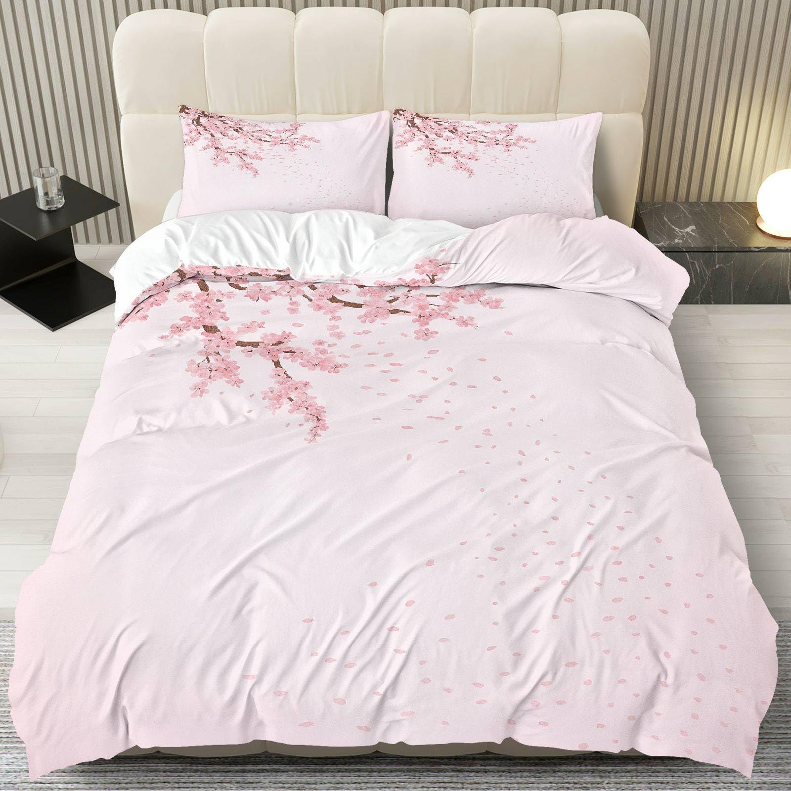 Housse de couette fleurs de cerisier pour instaurer une ambiance romantique de printemps