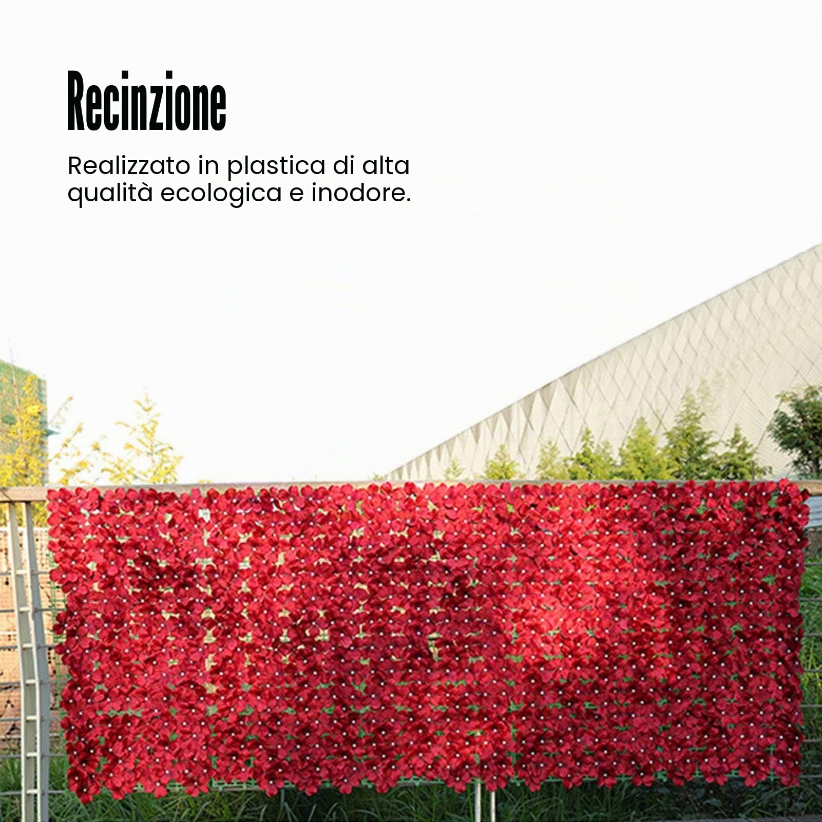 Protezione per la privacy artificiale con fiore di edera, siepe artificiale in edera, schermo per la privacy decorativo a traliccio da parete per esterni giardino e cortile, rosso 1 x 3