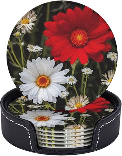 Miniatura 15 de 6 posavasos redondos de cuero con soporte retro para cámara, para bebidas, taza de café, resistente al calor, para protección de mesa, accesorios de