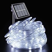 Vista 22 de YEGUO Cuerda de luz solar impermeable para exteriores, 66 pies, 200 luces LED multicolor, 8 modos de luces de tubo de Navidad en tubo fino