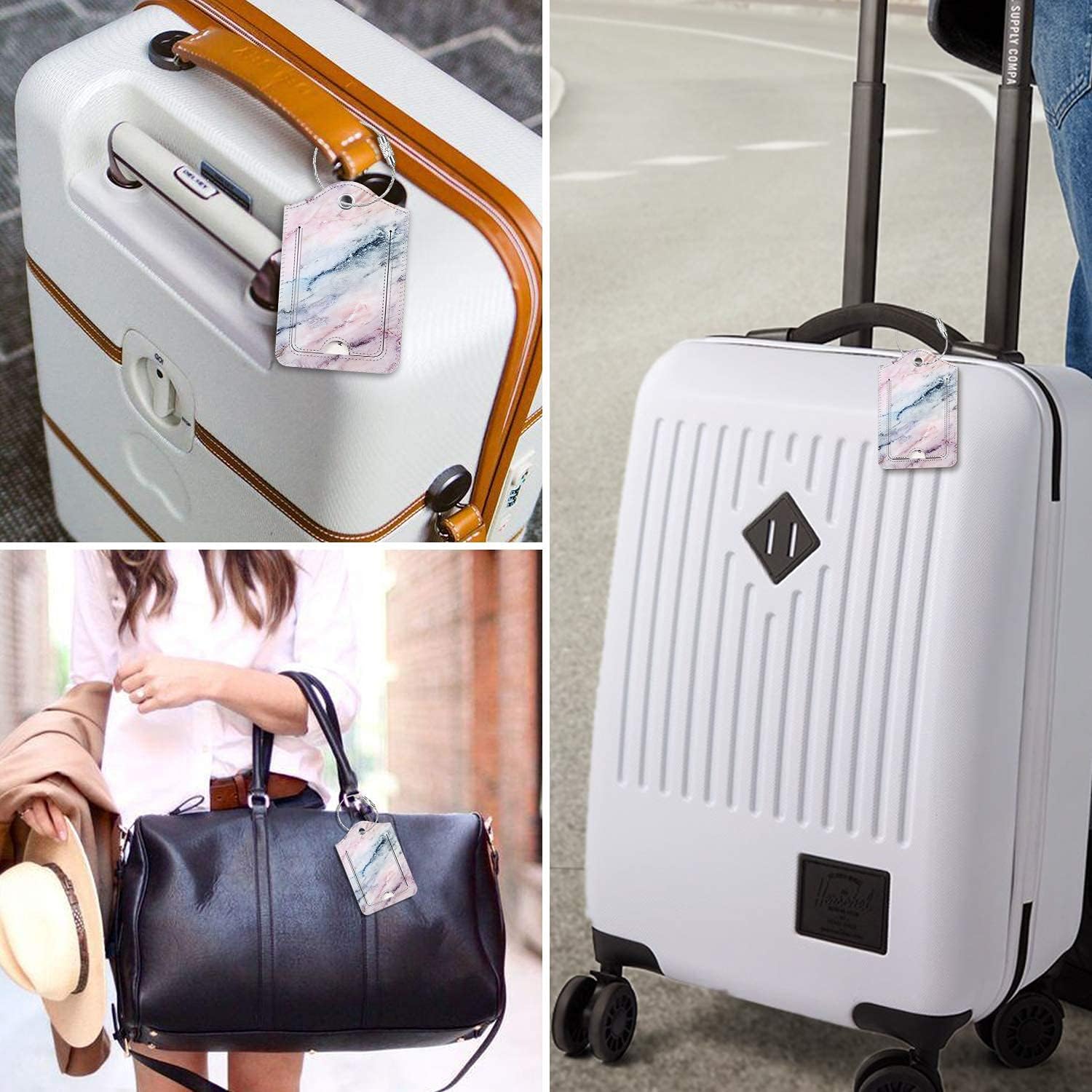 Passport Cover & 2Pcs Luggage Tag Set - Fintie Travel Passport Organizer Holder with 2 Pcs Bag Suitcase Name ID Labels, Marble Pink : Clothing, Shoes & Jewelry