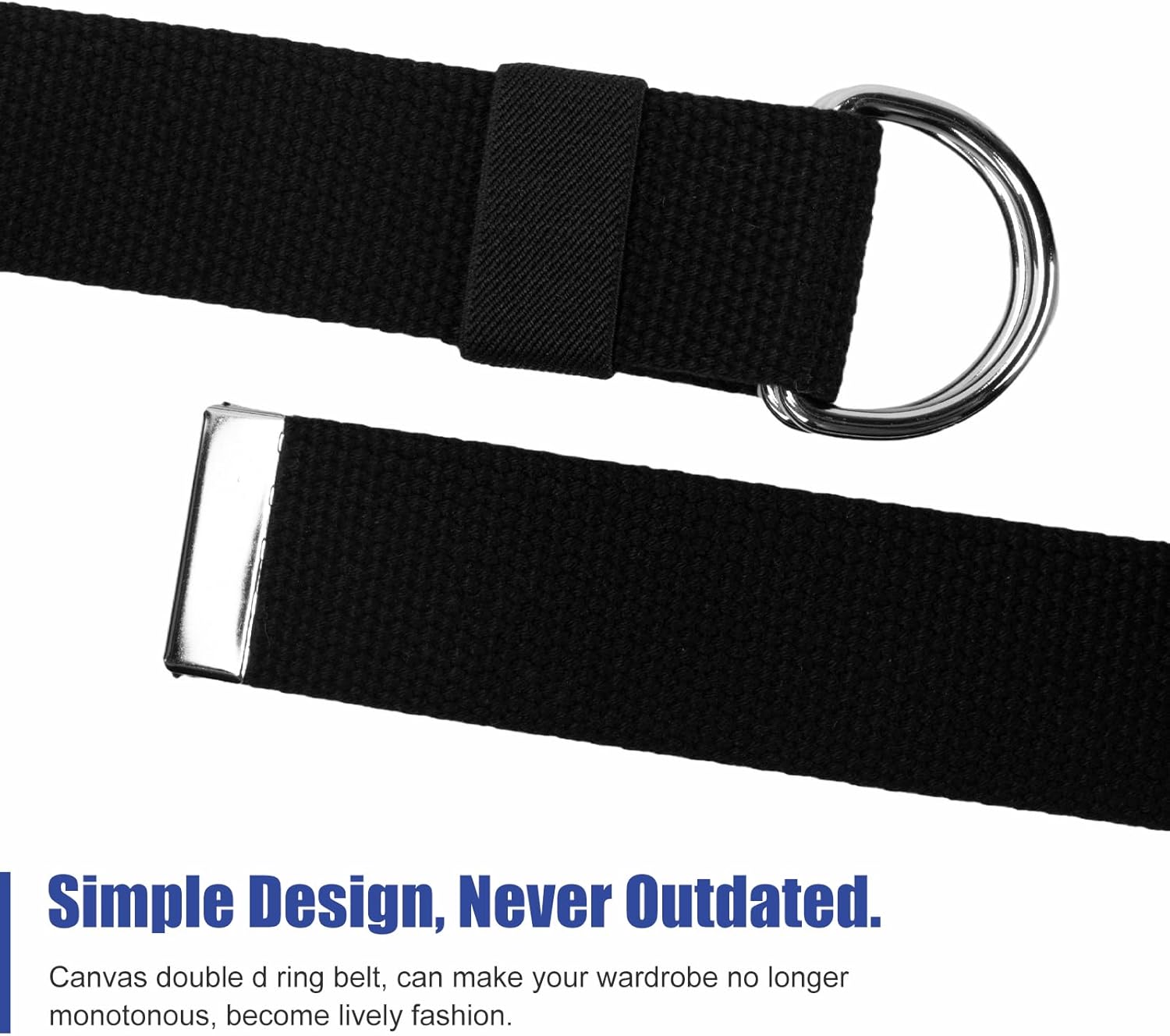 Black D-Ring Web Belt Canvas Belt for Men Women Jeans Belts 1.5'' Wide - Image 5