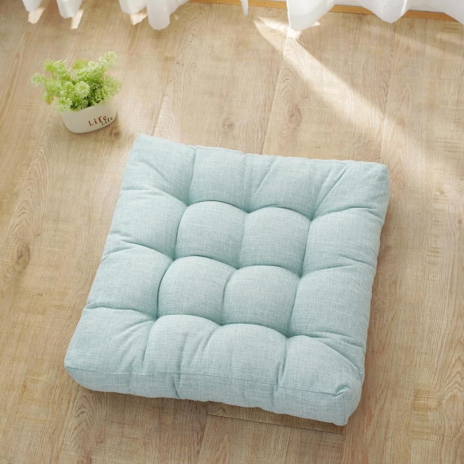 2 cuscini rialzanti per adulti, ad alta elasticità, in cotone e lino, per aumentare l'altezza, versatili, comodi, per sala da pranzo, ufficio, auto, divano, poltrona (blu, 50 x 50 cm)