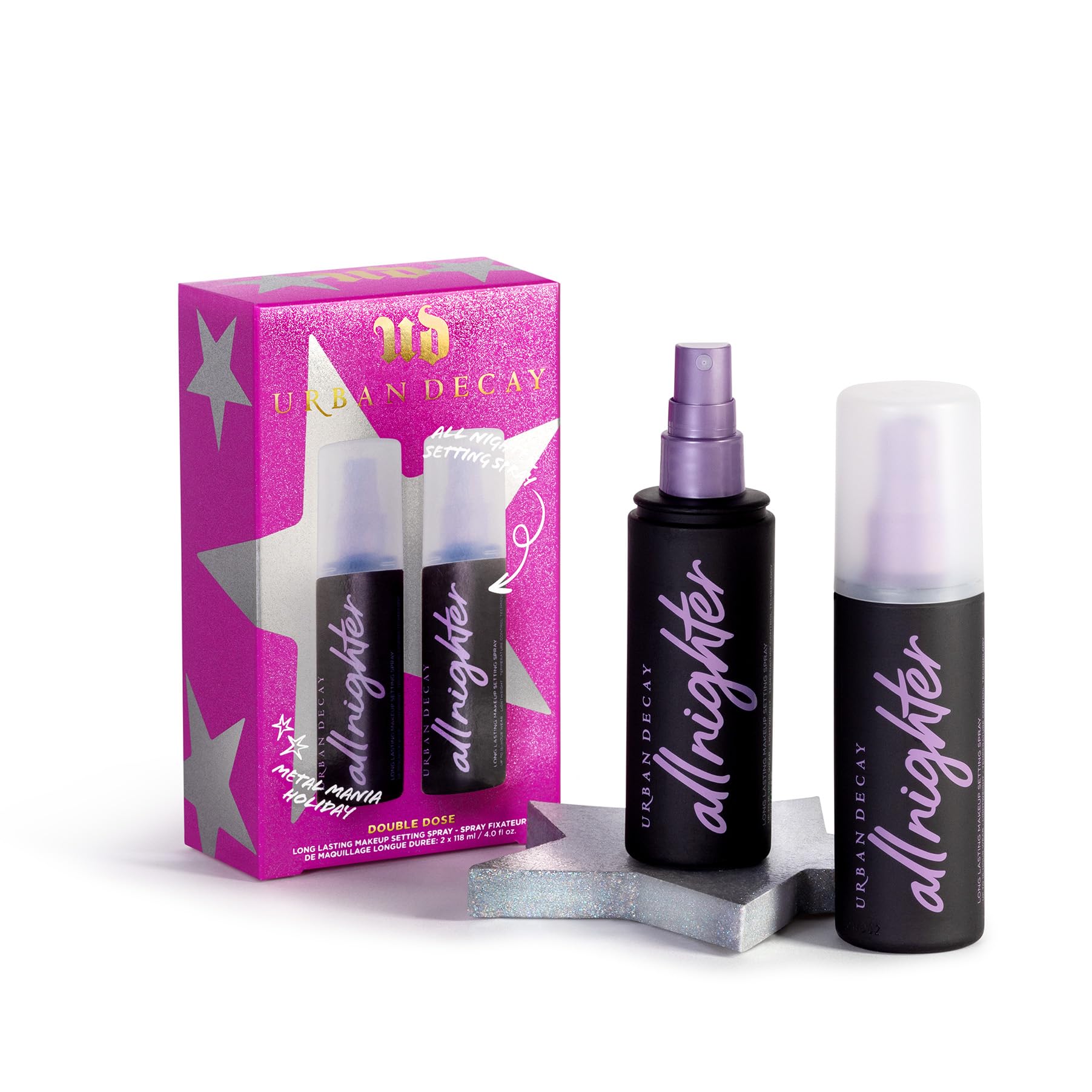 Urban Decay All Nighter Long-Lasting Makeup Setting Spray - Double Dose Duo - 2-Piece Holiday Makeup Set - Full Size Sprays - Award-Winning Makeup Finishing Spray – Up to 16 Hours - Natural Finish