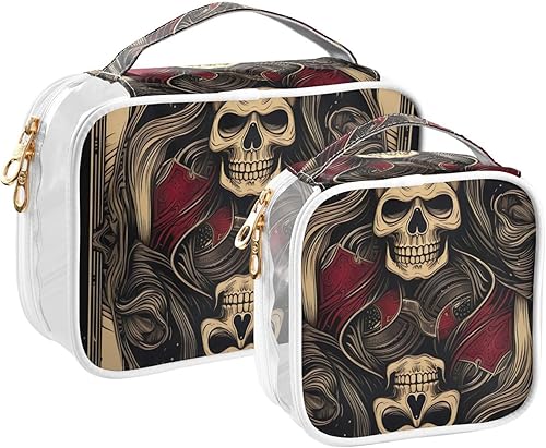 Bolsa de aseo transparente para viajar, paquete de 2 bolsas de cosméticos de maquillaje con cremallera, bolsa de viaje para artículos de tocador,