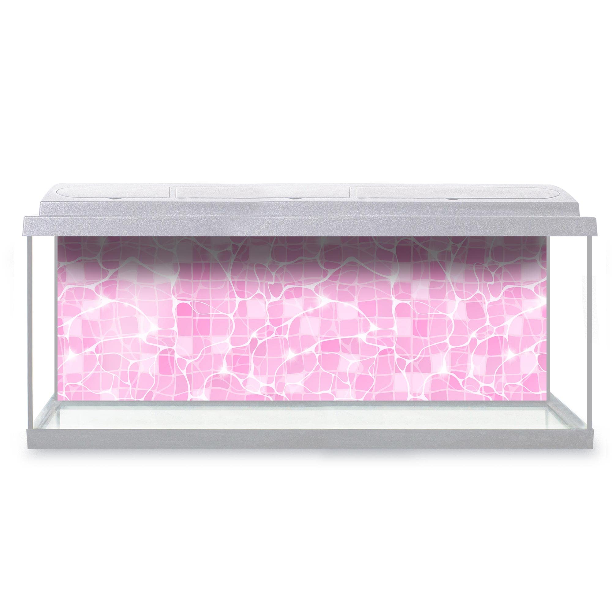 DV DESIGN Aquarium Fish Tank Background 123x42 cm - Water Pink Aqua Surface Transparent Liquid Texture Sun Rays Light Static Cling Vinyl Vivarium Terrarium External Application #500134
