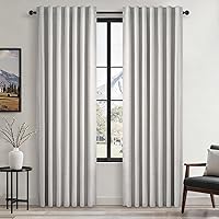 Vista 45 de Topfinel Cortinas Opacas y Cortinajes Marfil Crema de 84 Pulgadas de Largo, Beige con Pliegues Pinzados Completamente Opacas de Lino Natural