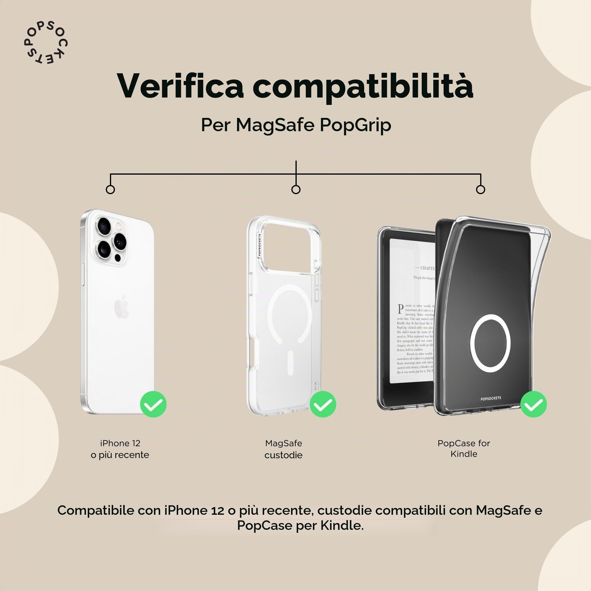 PopSockets: PopGrip Round for MagSafe – Anello adattatore per MagSafe incluso – Espandibile supporto e impugnatura per telefono con parte superiore intercambiabile per smartphone e custodie – Blue