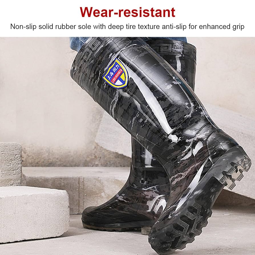 Amazon.co.jp: 安全ウェリントンブーツ、45cm高シリンダー工業用