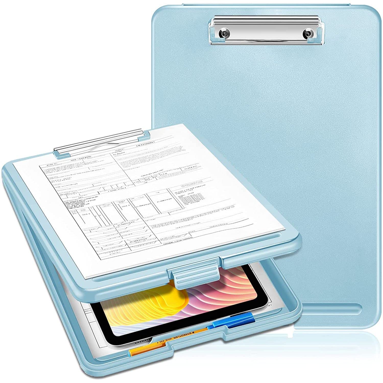 oddpod™ Praise A4 Clip Pad/Clipboard with Storage Case for Paper and Document Storage 83002 (Light Blue)