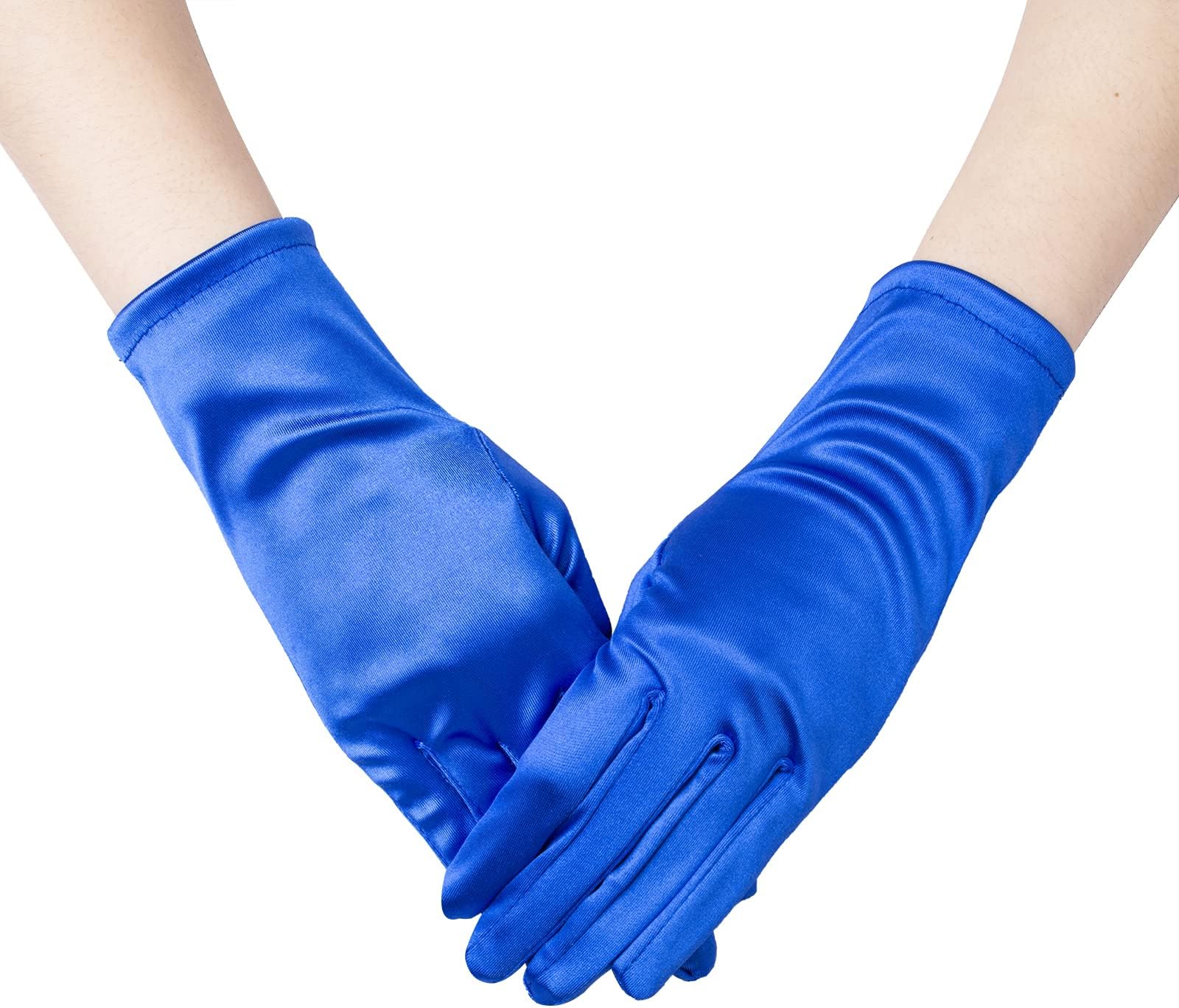 JISEN Women Fingerless 20s Satin Gloves Party Bridal Wedding Mittens A-Black