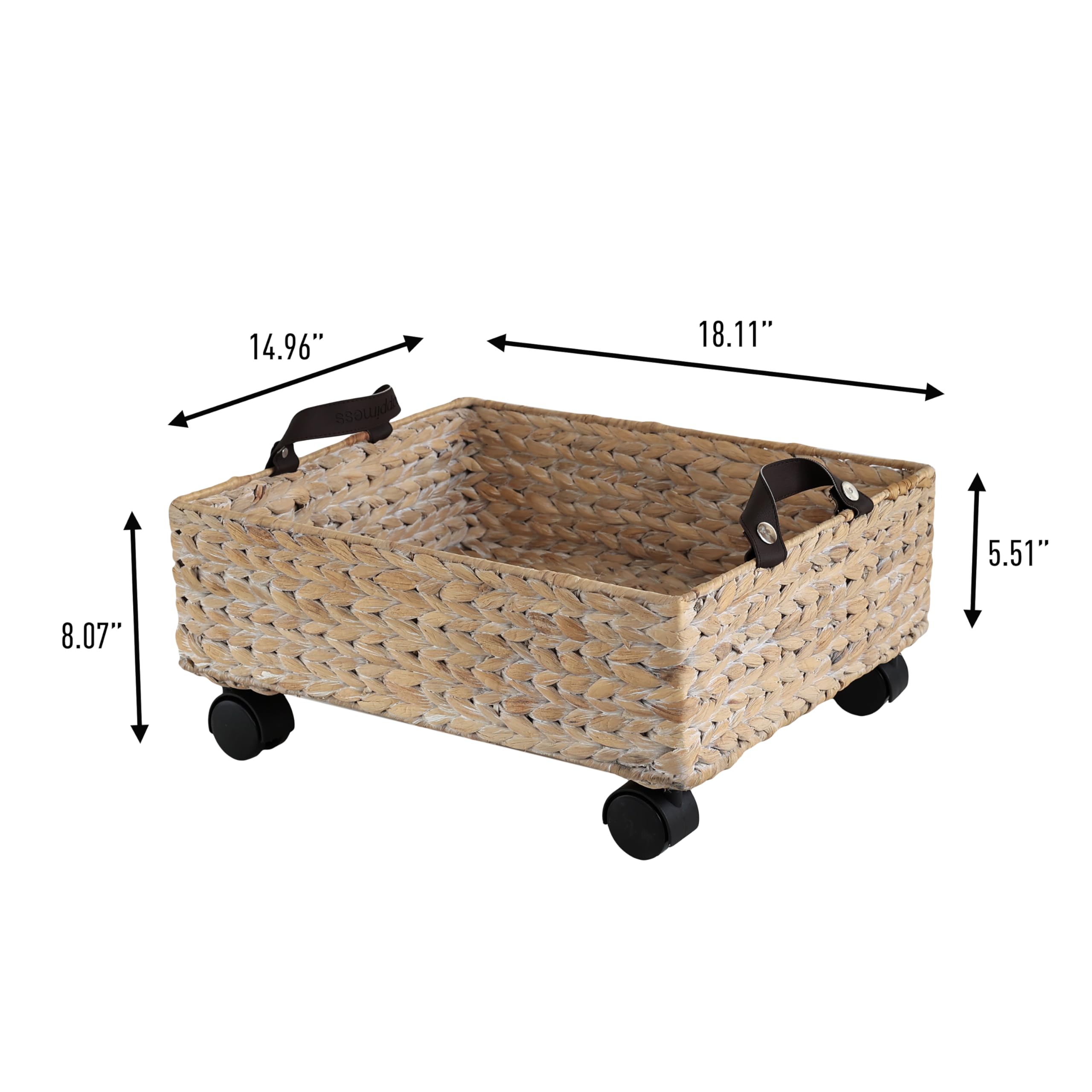happimess BSK2014C Adaline Classic Farmhouse handgewebte Hyazinthe, rechteckiger Unterbett-Aufbewahrungskorb mit Rollen und Griffen zur Aufbewahrung und Dekoration im Badezimmer, Schlafzimmer, Schrank