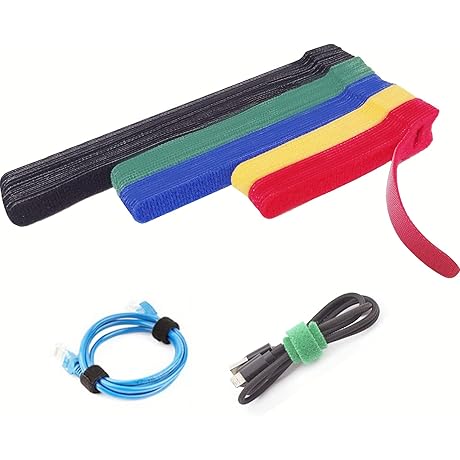 60 Pack Reusable Velcro Straps for Cords and Cables
