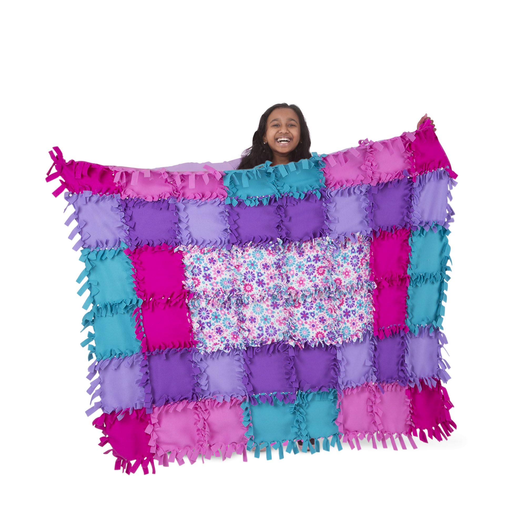 Melissa & Doug Stworzony przeze mnie! Kwiatowa kołdra polarowa - oryginalna (nieszyta kołdra polarowa, miękki materiał, 48 sztuk, 1,5 m szer. x 1,2 m dł., najlepsza dla dzieci w wieku 6, 7, 8 lat i więcej)