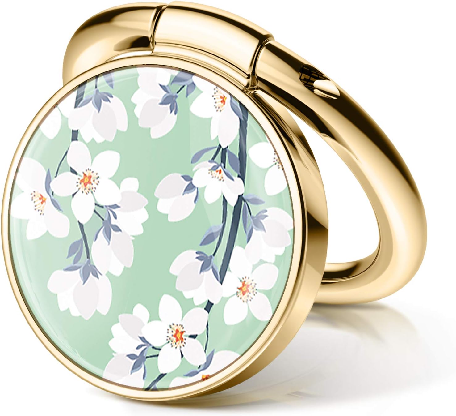 GVIEWIN Flower Cell Phone Ring Holder Finger Kickstand, Metal Ring Grip Holder for Magnetic Car Mount Compatible with iPhone 11 Pro Max/X/XR/SE 2020 and Other Smartphones (Windflower/Gold)