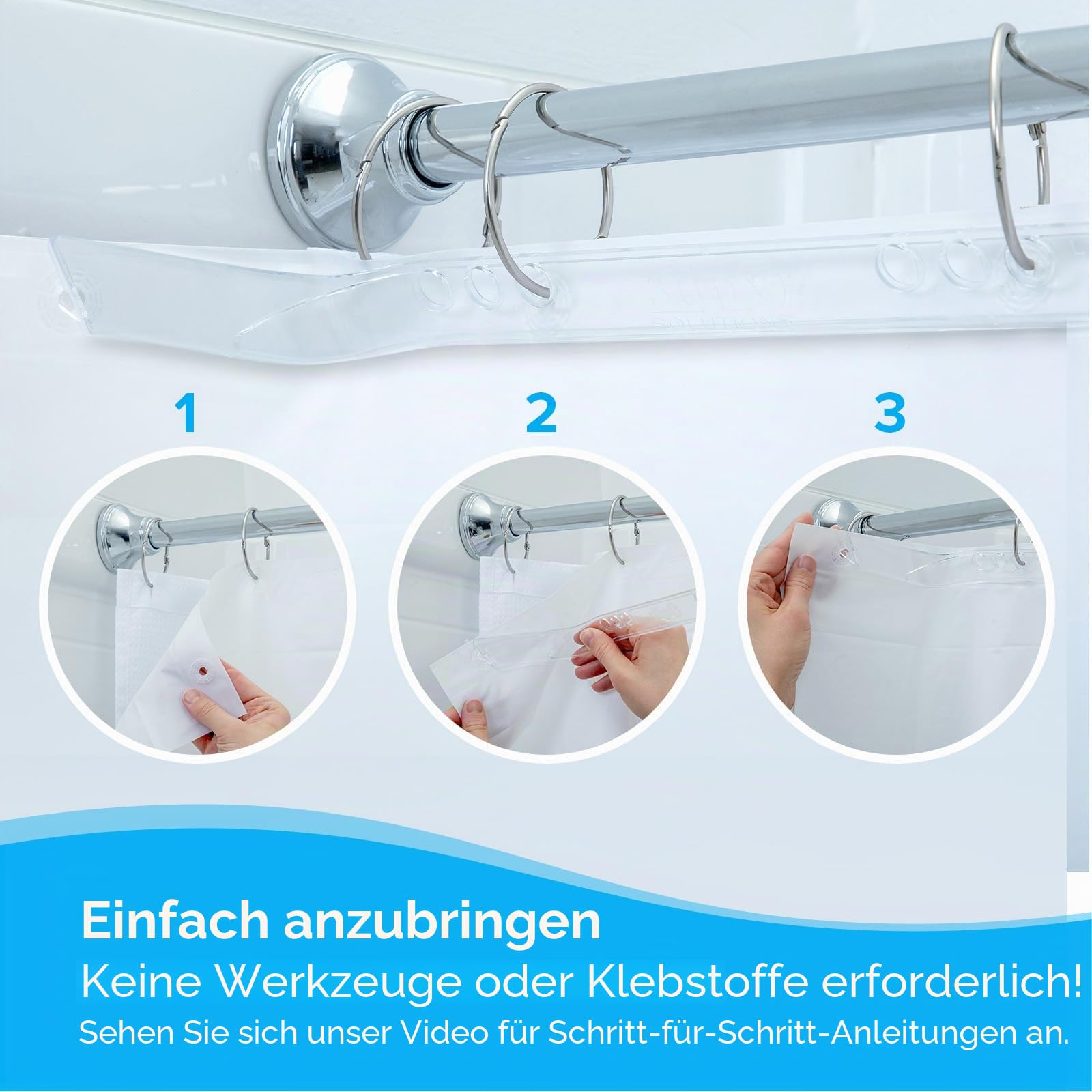 SlipX Solutions Duschvorhang Spritzschutz hält den Liner bündig an der Wand, um Wasser in Ihrer Dusche zu halten, klebfrei, 2 Schutzvorrichtungen pro Packung.
