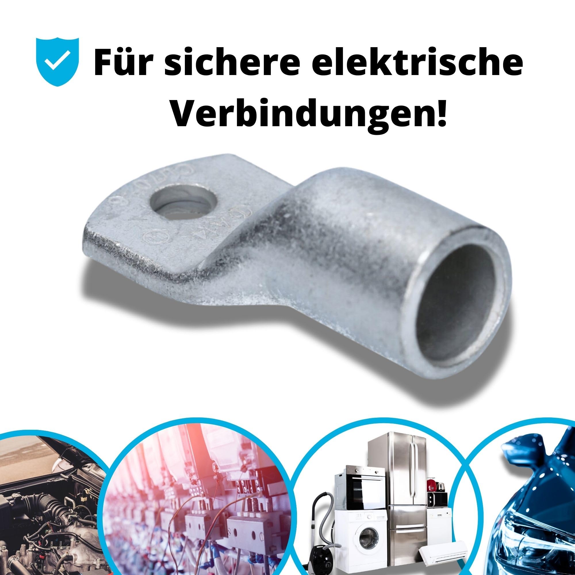Cembre A14-M6-10 Terminales de Cable 70 mm² M6 de Cobre Estañado | Ojetes tubulares sin aislamiento para crimpado en coche, camión y barco. Conexión segura según norma DIN EN 13600.