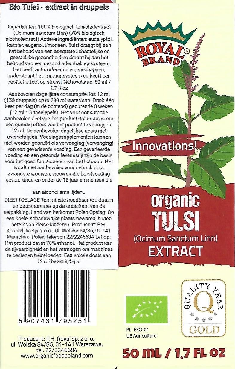 Tulsi biologico Estratto di gocce 50 ml Bottiglia di vetro per una migliore qualità
