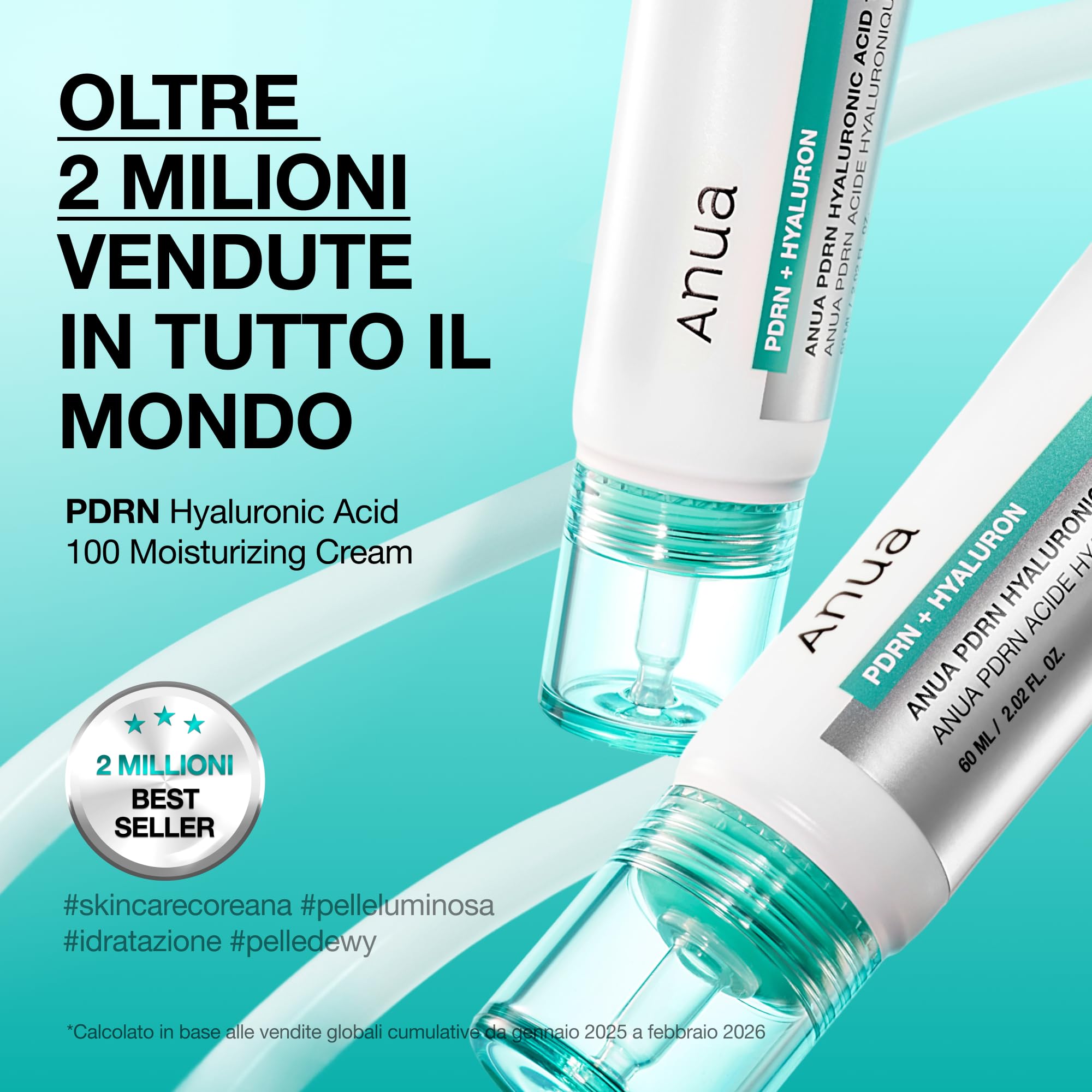 Anua PDRN Hyaluronic Acid 100 Moisturizing Cream – Crema Viso Idratante Leggera con Acido Ialuronico, Collagene e PDRN, Effetto Glow, Idratazione Fino a 100 Ore, Skincare Coreana (60 ml)