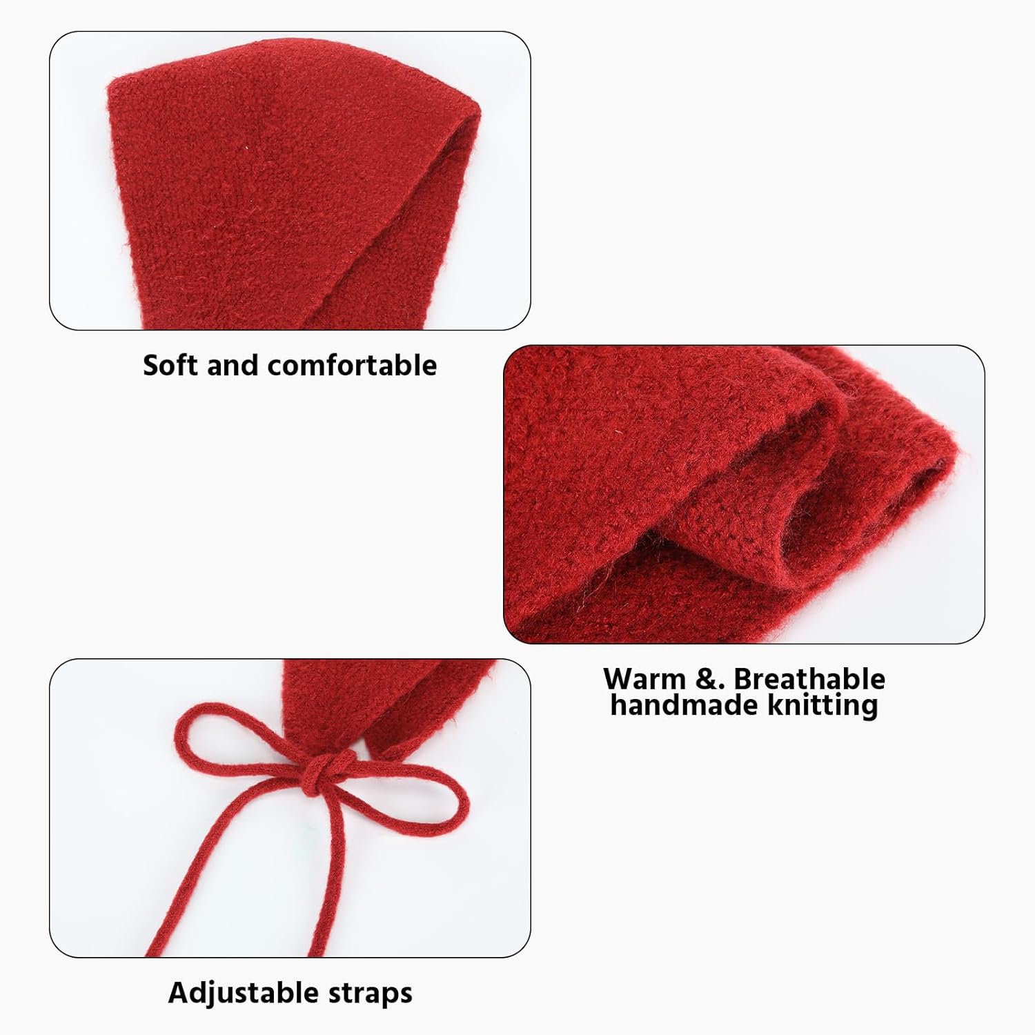 Winter Ear Warmers for Women Muffs Balaclava Head Knit Hooded Scarf Ear Protection Hat Cover Wrap Scarves Hijab Cap - Image 3