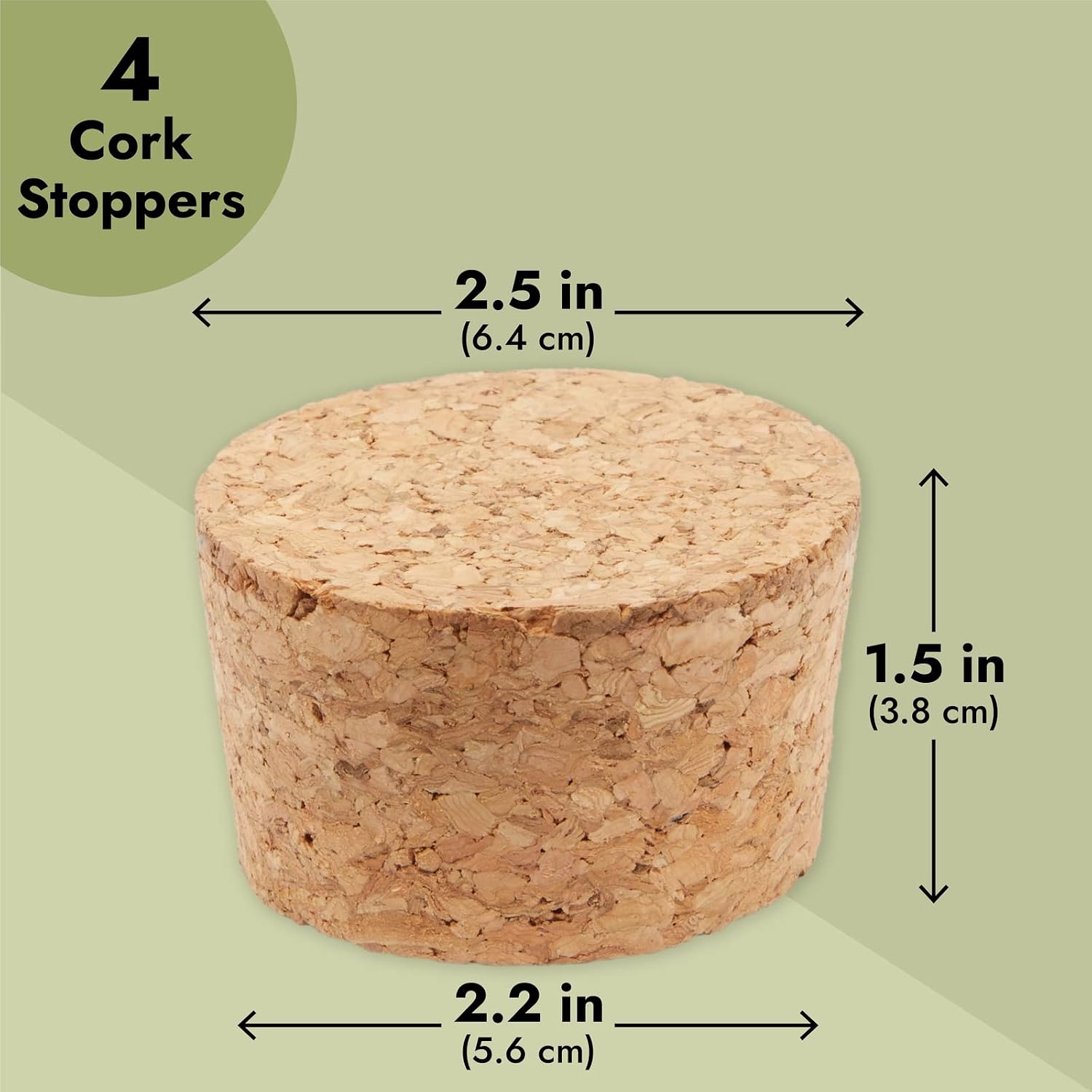 4-Pack Large Cork Stoppers, Cork Lids Suitable for Mason Jars, Small Carafes, Glass Bottles, Pottery, Arts and Crafts, and DIY Projects (Size #34, 2.49x1.47 in)