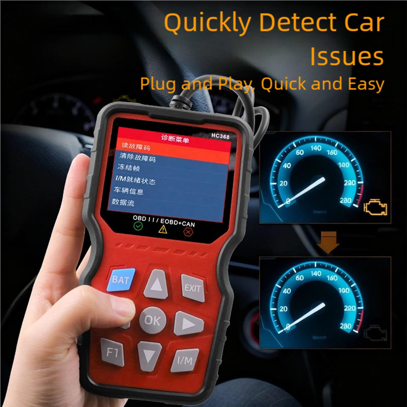 Lettore di codice automobilistico Rilevatore di guasti OBDII EOBD+CAN Strumento diagnostico Strumento diagnostico professionale Diagnosi dei guasti del motore Analisi dei dati in tempo reale