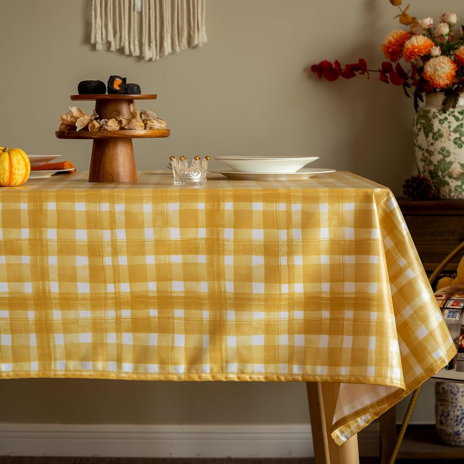 GLORY SEASON Wipeable Tablecloth Waterproof Oil-Proof Washable Spill Proof Stain Resistant TPU Film Vinyl Table Cover for Spring,Summer Dining Parties Outdoor Patio Decor RectangleTable Cloth