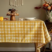 Vista 9 de 100% Waterproof Rustic Table Cloths Floral Print Linen Round Tablecloth Burlap Fabric Farmhouse Table Cloth, TPU Vinyl Table Cover for Kitchen