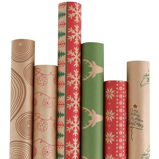 Brown Kraft Paper with Red and Green