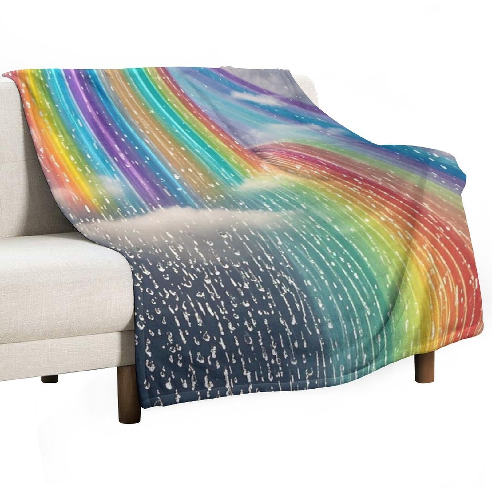 Couverture en flanelle arc-en-ciel 101x152 cm pour lit et canapé